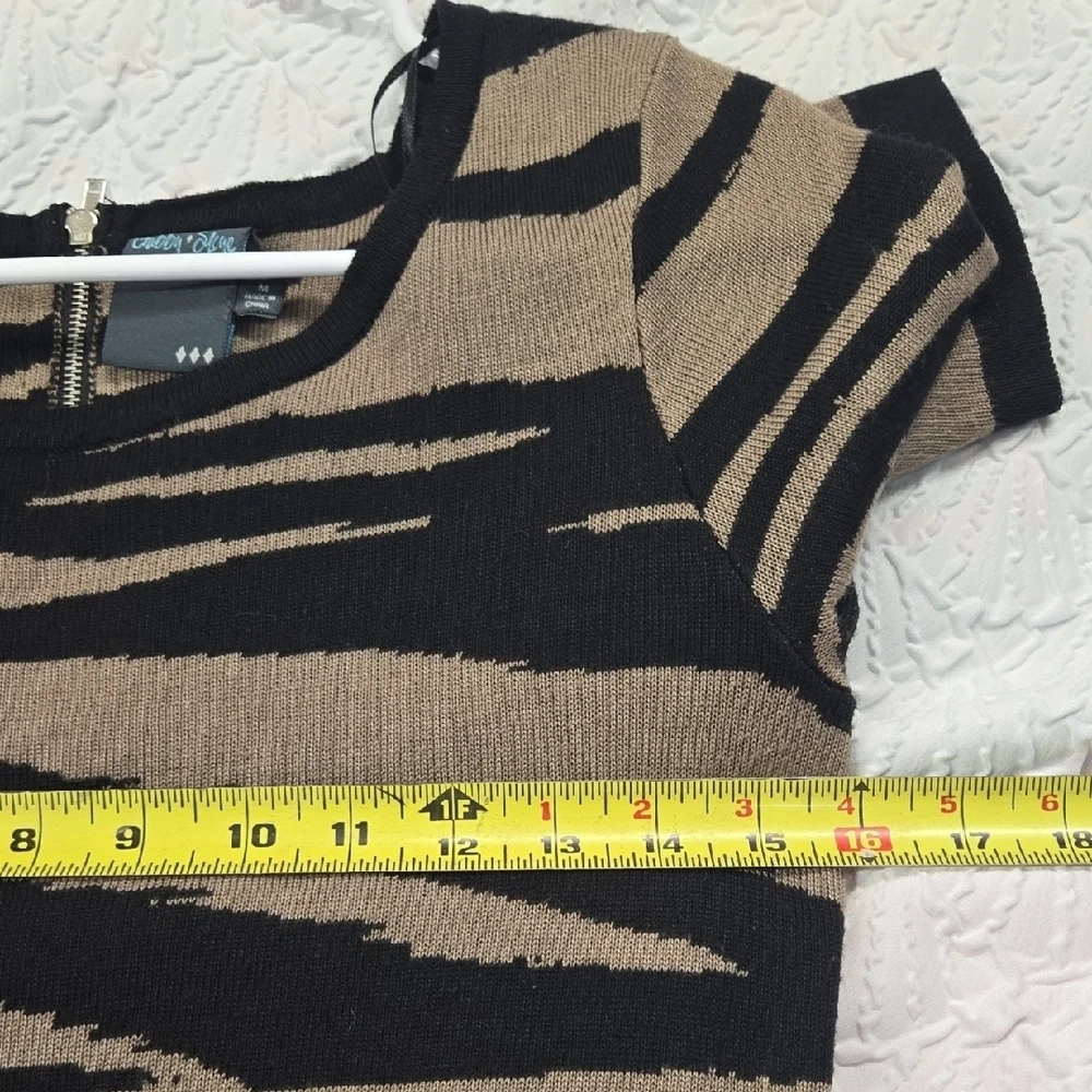 Gabby Skye Black and Tan Zebra Print Mini Dress